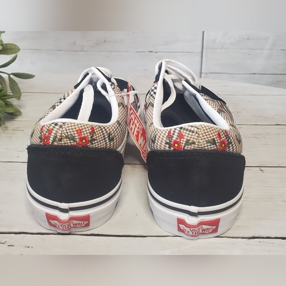 vans glen plaid floral classic slip on womens shoes